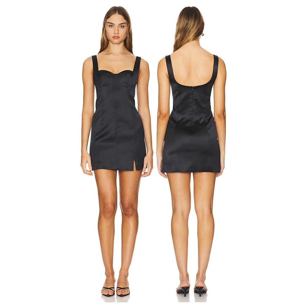 Lovers and Friends Carpenter Mini Dress Satin Structured Party Cocktail LBD S